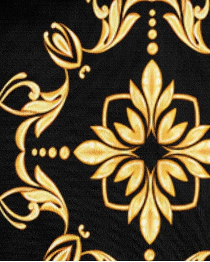 Golden Scrolls Print Duvet Cover and Pillow Shams Gold Leaves Deco for Girls and Boys Bedding Set Full Size Black Color Bed Sets