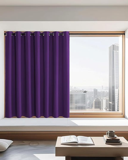 NICETOWN Royal Purple Blackout Curtains 72 inches Long, Grommet Privacy Window Treatment Thermal Insulated Room Darkening Sliding Glass Door Drape for Bedroom Living Room, 1 Panel, W100 x L72