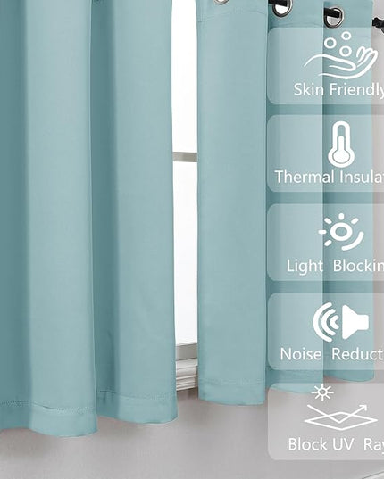 Simplebrand Aqua Curtains for Bedroom Living Room 72 Inches Long 2 Panels Set, Room Darkening Thermal Insulated Curtains & Drapes, Solid Grommet Noise Reducing Window Treatment, W50 x L72 Inch