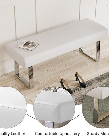 JIEXI Bedroom Bench, Bed end upholstered Bench, Indoor Corner Small Footstool with Metal Legs, for Kitchen entryway Dining Room and Living Room Window