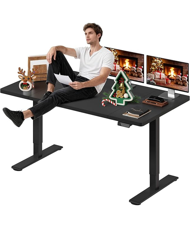 SANODESK Standing Desk Height Adjustable Electric Stand up Desk 71x32 Inches Sit Stand Home Office Desk with Splice Board, Black Frame/Black Top