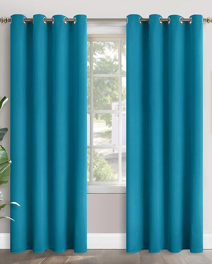 YoungsTex Teal Blue Blackout Curtains for Living Room - Thermal Insulated Drapes with Grommet Room Darkening Privacy for Bedroom Living Room, 2 Panels, 52 x 84 Inch