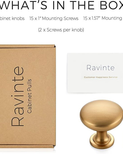 Ravinte 15 Pack Champagne Bronze Round Zinc Cabinet Knobs for Kitchen Bathroom Closet Dresser Cabinets
