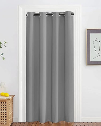 NICETOWN Blackout Silver Grey Living Room Curtain - Grommet Solid Thermal Insulated Sound Reducing Room Darkening Privacy Doorway Curtain for Bedroom (1 Panel, W52 x L78)