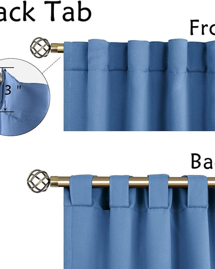 BGment Rod Pocket and Back Tab Blackout Curtains for Bedroom - Thermal Insulated Room Darkening Curtains for Living Room, 2 Window Curtain Panels (42 x 63 Inch, Faded Denim)