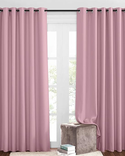 NICETOWN Blackout Patio Curtains for Windows 84 inch Length - Solid Thermal Insulated Grommet Light Reducing Panels Window Treatment for Living Room (Crystal Pink, 2 Panels = 160" Wide)