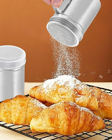 Powder Shaker Stainless Steel | Sturdy Salt Dispenser With Dust-Proof Lid,Container Jar With Handle, Kitchen Utensils & Gadgets For Baking Camping Travel, Companion Table Coffee Sugar Flour