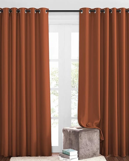 NICETOWN 50% Blackout Burnt Orange Sliding Glass Curtains 2 Panels Set - Window Treatment Thermal Insulated Grommet Light Blocking Sound Reducing Drapes for Bedroom/Living Room, W80 x L84