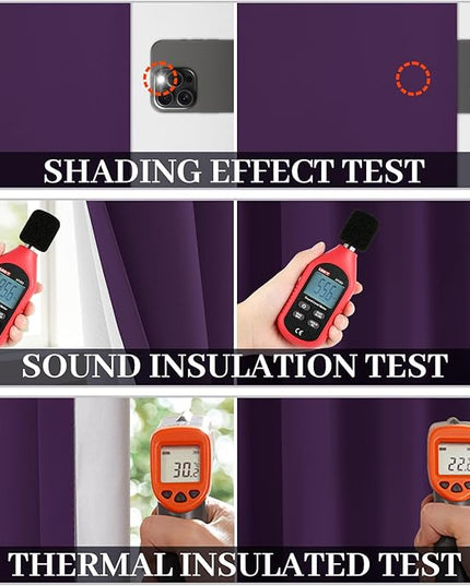 Yakamok Room Darkening 100% Blackout Curtains Grommet Window Treatments with 2 Thick Layers-Purple Thermal Insulated Drapes Set of 2 Panels for Bedroom Living Room 52 Inches by 63 Inches Length