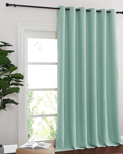 NICETOWN Sliding Door Curtain 108 Inches Long - Blackout Thermal Insulated Grommet Room Divider Privacy Drape for Patio Glass Door, 1 Panel, Aqua Blue, 100 Inch Extra Wide