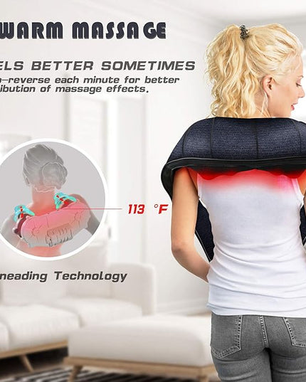 Mo Cuishle Shiatsu Back Shoulder and Neck Massager with Heat, Electric Deep Tissue 4D Kneading Massage, Best Gifts for Women Men Mom Dad, Fathers Day, Mothers Day, Christmas Gifts