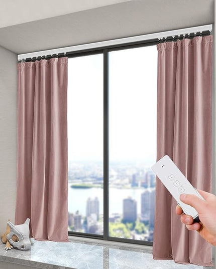 Smart Curtains Track, Automatic Curtain Opener, Electric Curtains with Remote, Motorized Motor, Adjustable Track Length,Remote & App Control, Ceiling or Wall Mounted