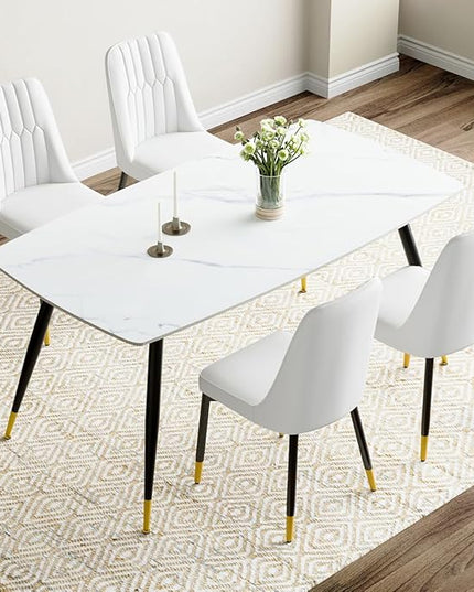 Dining Room Table Set for 4,Dining Table Set for 4, Sintered Stone Kitchen Table Top and Modern Chairs Set of 4 for Kitchen Dining Room