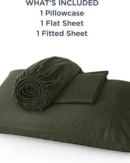 Bedsure Cooling Sheets Twin, Rayon Derived from Bamboo, Breathable & Soft Twin Sheets Set, Deep Pocket Up to 16 Inches, Hotel Luxury Silky Bedding for Hot Sleepers, Olive Green