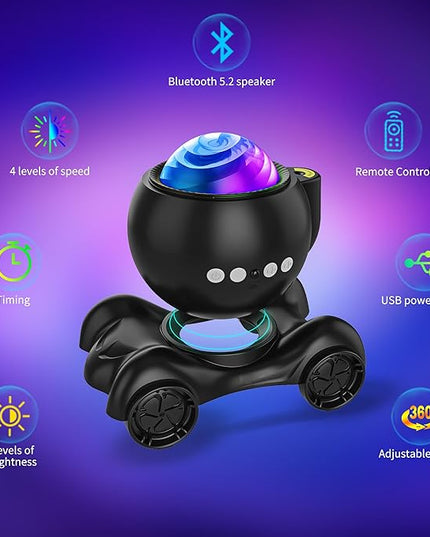 ENOKIK Galaxy Projector, Star Aurora Projector Built-in Bluetooth Speaker, Night Light for Kids Adults, White Noise Light for Home Decor/Relaxation/Party/Music/Gift (Black)