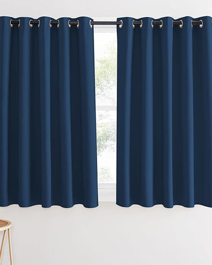 NICETOWN Blackout Curtains 54 Inches Long, Thermal Insulated Room Darkening Curtains for Bedroom, Window Treatment Drapes for Living Room Nursery (W66 x L54 Inch, Moroccan Blue, 1 Panel)