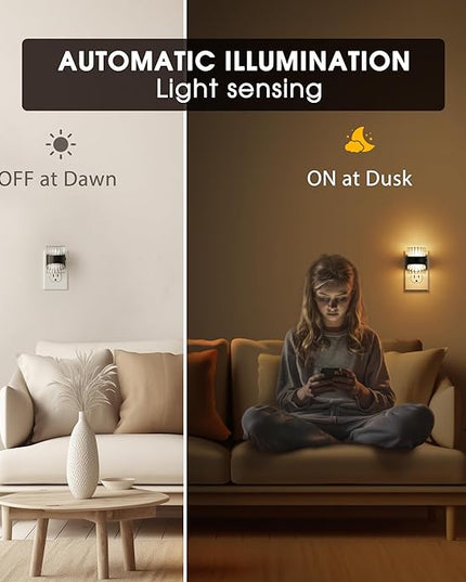 Night Light, Night Lights Plug into Wall, LED Clear Night Light for Kids, Adjustable Brightness NightLights with Dusk to Dawn Sensor for Bedroom Bathroom, 3000K/4000k/5000K, 2 Pack