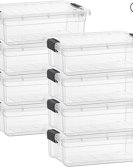Superio Clear Storage Boxes with Lids, 1.27 Quart Plastic Container Bins for Organizing, Stackable Crates, BPA Free, Non Toxic, Odor Free, Organizers for Home, Office and Dorm, 8 Pack