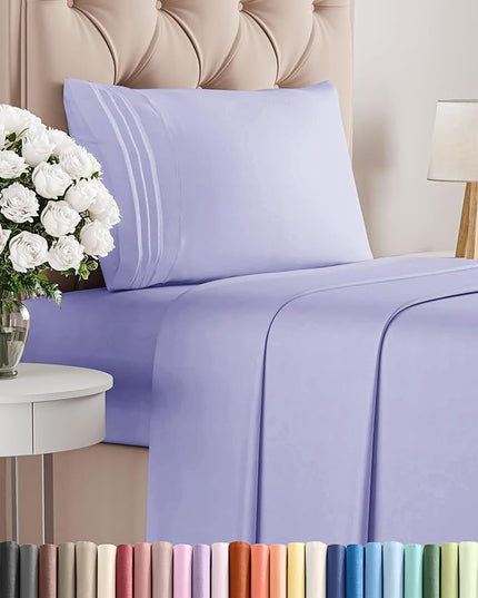 Twin Size 3 Piece Sheet Set - Comfy Breathable & Cooling Bed Sheets Set - Hotel Luxury Bedding for Women, Men, Kids, Teens, Boys & Girls - Deep Pockets, Ultra-Soft, Wrinkle Free - Oeko-Tex - Lavender