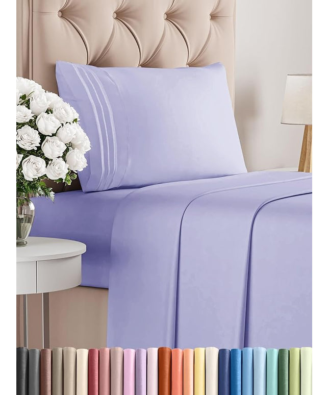 Twin Size 3 Piece Sheet Set - Comfy Breathable & Cooling Bed Sheets Set - Hotel Luxury Bedding for Women, Men, Kids, Teens, Boys & Girls - Deep Pockets, Ultra-Soft, Wrinkle Free - Oeko-Tex - Lavender