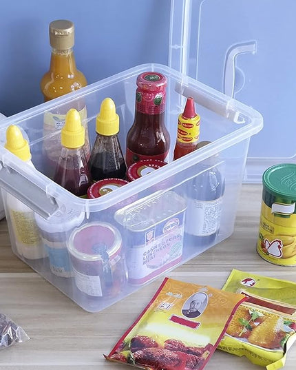 10 L Clear Plastic Storage Box, 6-Pack Storage Latch Box
