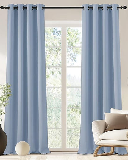 NICETOWN Blackout Drapery Curtain Panel 90 inches Long - Window Treatment Thermal Insulated Grommet Blackout Curtain/Drape for Bedroom Living Room (Vintage Blue, 1 Panel, 46 by 90 inches)