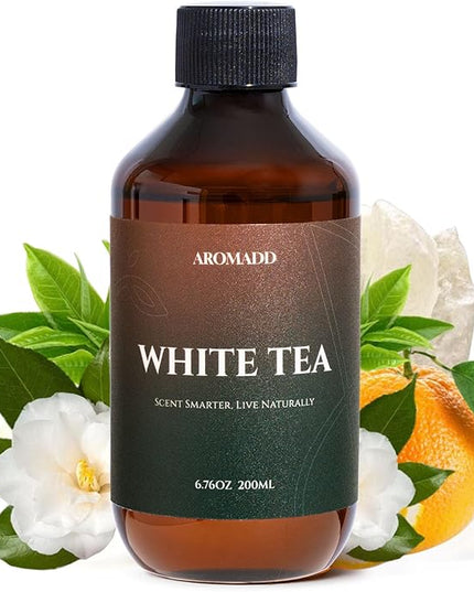 Aromadd White Tea Diffuser Oil Inspired by Luxury Hotel Scent, Essential Oils for Waterless Diffuser, White Tea & Bergamot, Long-Lasting & Natural Home Fragrance - 6.76 fl oz (200 mL)