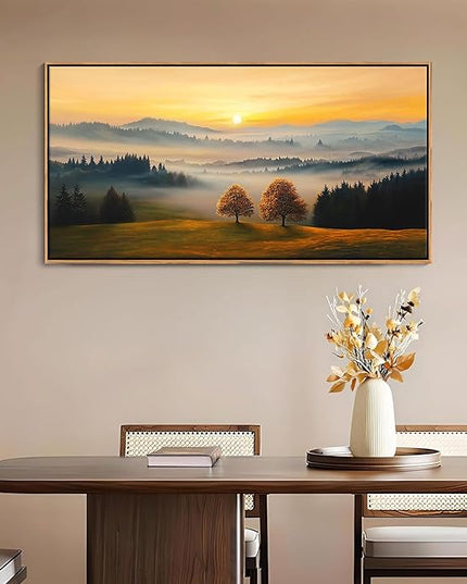 HGUAOA Nature Wall Art - Mountain & Landscape Artwork for Walls - Scenery Canvas Wall Art - Forest Painting for Living Room - Rustic Farmhouse Decor - Wall Pictures for Bedroom 20×40IN