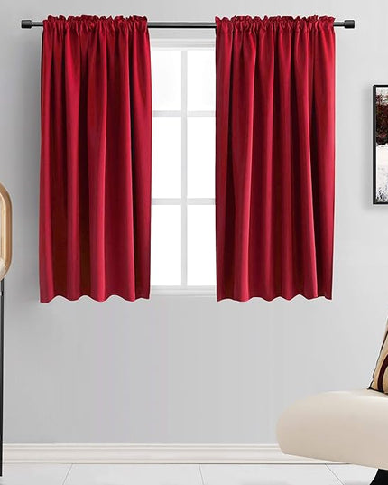 DONREN 45 Inch Chili Red Curtains Blackout Drapes for Loft - Room Darkening Thermal Insulated Solid Rod Pocket Panels, 2 Panels