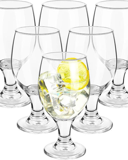 Patelai Set of 6 Clear Glasses 13.5 oz Water Goblet Glass Stemmed Water Glasses for Juice Wine Beer Tea Milk Cold Beverages Drinks Dishwasher Safe