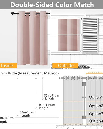 Simplebrand Blush Room Darkening Curtains for Bedroom 63 Inch Length 2 Panels Set, Thermal Insulated Energy Saving Curtains for Kids Room, Grommet Solid Nursery Window Treatment Drapes, W40 x L63