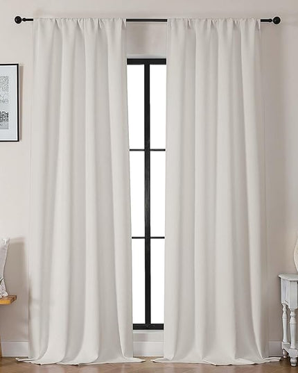 Gwine Natural Light Filtering Curtains for Bedroom 96 Inch Length, Room Darkening Energy Saving Black Out Curtains for Living Room, Window Treatment Drapes with Rod Pocket, Each 40" Wx96 L, 2PCS