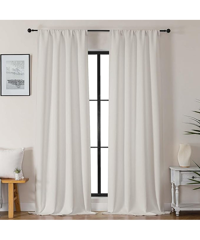 Gwine Natural Light Filtering Curtains for Bedroom 96 Inch Length, Room Darkening Energy Saving Black Out Curtains for Living Room, Window Treatment Drapes with Rod Pocket, Each 40" Wx96 L, 2PCS