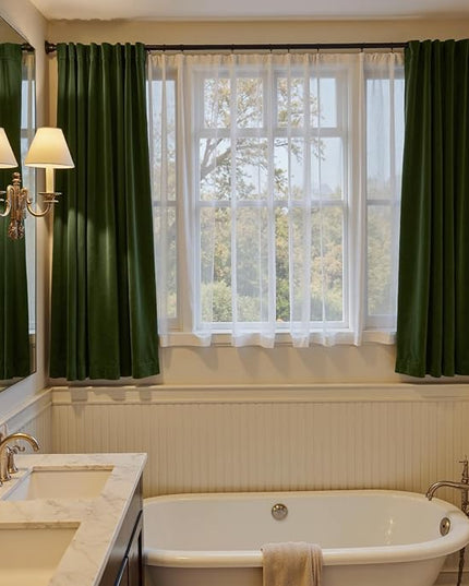 Lazzzy Velvet Blackout Curtains Thermal Insulated Room Window Drapes Super Soft Luxury Curtains for Living Room Bedroom Rod Pocket 2 Panels, Moss, 52" W x 63" L