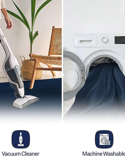 Beverly Rug Non-Slip Modern Rug 5x7 Solid Traditional Rubber Backing Machine Washable Soft Thin Indoor Area Rugs for Living Room Stain Resistant Non Shedding Casual Carpet (5 x 7 Navy Blue)