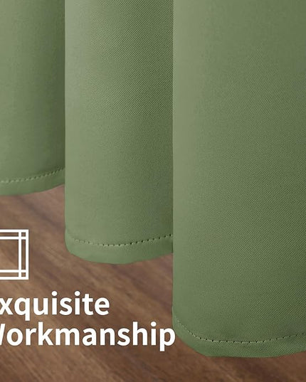 YoungsTex Olive Green Blackout Kitchen Curtains 36 Inch Length - Short Thermal Insulated Drapes with Grommet Room Darkening Privacy for Cafe Bathroom Window, 2 Panels, 42 x 36 Inch