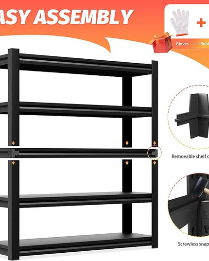 72" H Heavy Duty Garage Shelving, 2000 lbs Capacity Storage Shelf,Adjustable 5-Tier Metal Shelving Unit for Industrial Use in Garages,Basements, and Utility Rooms (20" D x48 W x72 H)