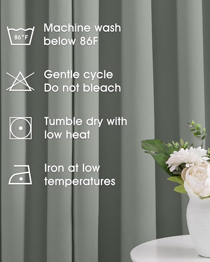 HOMEIDEAS Greyish Green Blackout Curtains for Bedroom 52 X 84 Inch Length 2 Panels Set Room Darkening Bedroom Curtains, Soundproof Thermal Grommet Window Curtains for Living Room
