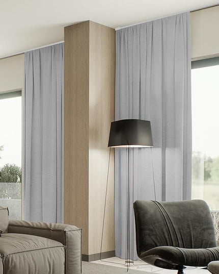 SmartWings Automatic Curtain Opener with Drapery, Motorized Vertical Blinds with Remote, Electric Closet Doors Sliding Panels Compatible with Alexa Google Homekit, 93% Blackout Light Grey