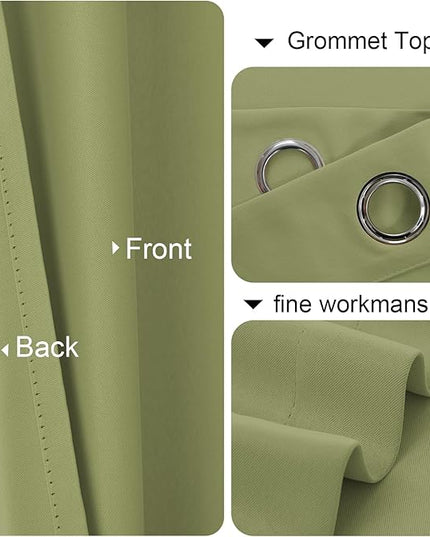 JIUZHEN Room Divider Curtains for Bedroom/Living Room, Thermal Insulated Blackout Door Curtain, Grommet Top Sliding Door Curtains (Olive Green, W100 by L84, 1 Panel)