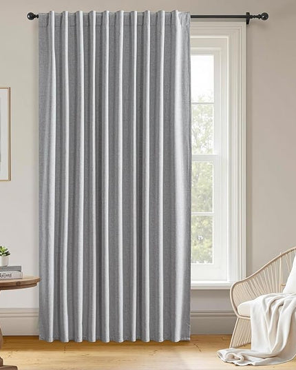 100% Blackout Curtains for Bedroom Room, Custom Curtains Blackout Thermal Insulated 1 Panel, Grommet Light Blocking Drapes for Bedroom Windows Luxury Decor(Custom Size,Greyish White