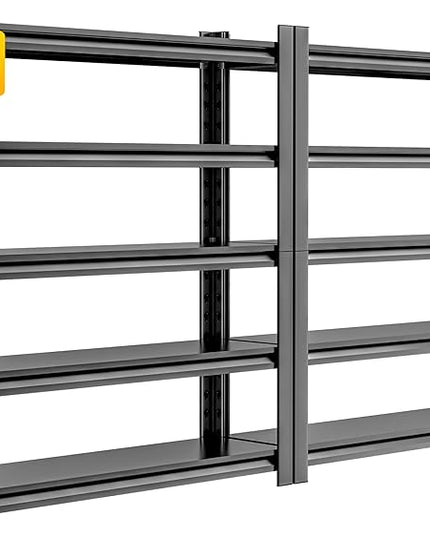2 Sets Metal Garage Shelving Unit,78"H Heavy Duty 5-Tier Adjustable Storage Rack,18"D x 48"W x 78"H Steel Shelving,3000 lbs Industrial Shelves for Heavy Tools and Equipment,Ideal for Garage, Basement