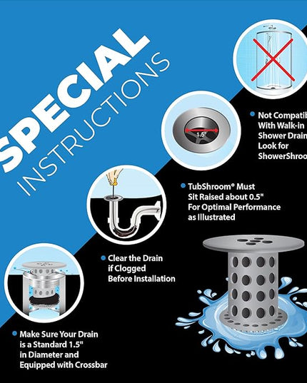 TubShroom the Revolutionary Tub Drain Protector Hair Catcher/Strainer/Snare, Gray (TSGRA454)
