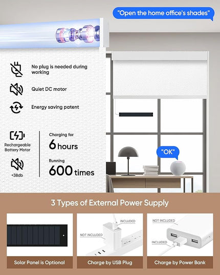 Kincmo Motorized Blinds with Remote,100% Blackout Motorized Roller Shades Work with Apple Homekit,Alexa,Google, Custom Electric Blinds with App,Voice Control (Groove White)