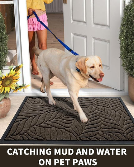Yimobra Front Door Mat Outdoor Indoor, 29.5x17 All-Season Waterproof Door Mat Outside Entrance, All-Weather Non-Slip Outside Doormat for Garage Patio Entryway, Brown