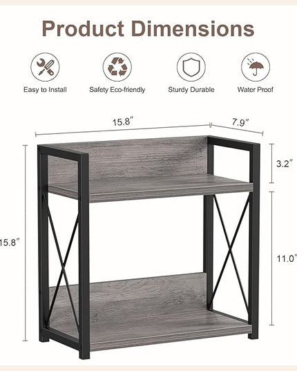 Giikin Coffee Bar Accessories, 2 Tier Spice Rack for Counter, Gray Kitchen Countertop Organizer (Grey, L)