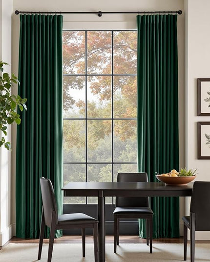 Lazzzy Velvet Blackout Curtains Thermal Insulated Room Window Drapes Super Soft Luxury Curtains for Living Room Bedroom Rod Pocket 2 Panels, Emerald Green, 52" W x 102" L