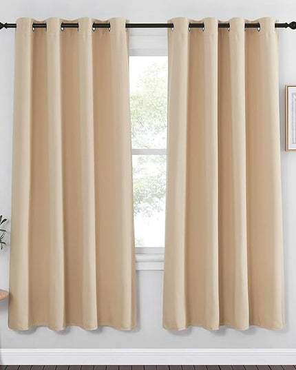 NICETOWN Blackout Drapery Curtain Panel - Window Treatment Thermal Insulated Solid Grommet Blackout Curtain/Panel/Drape for Bedroom (Biscotti Beige, 1 Panel, 52 by 72 inches)