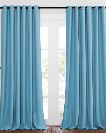 NICETOWN Room Darkening Extra Long Curtains - Home Fashion Ring Top Thermal Insulated Weighted Large Window Treatment Drapes for Nursery (W80 x L108, Teal Blue, Set of 2)