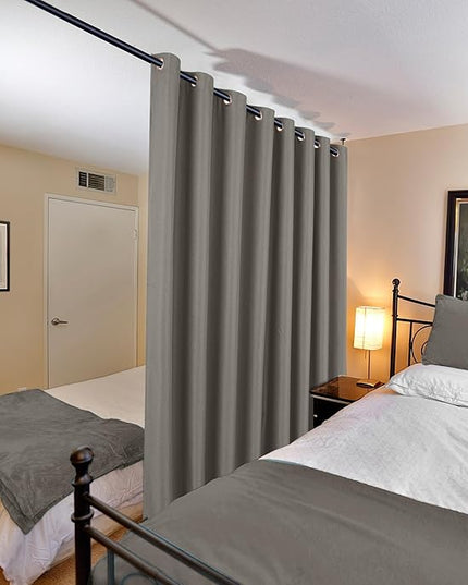 H.VERSAILTEX Room Darkening Linen Curtain for Bedroom/Living Room Extra Wide Blackout Curtains 100 x 84 Inches for Patio Glass Door, Primitive Textured Thick Linen Burlap Fabric, Heather Taupe Gray